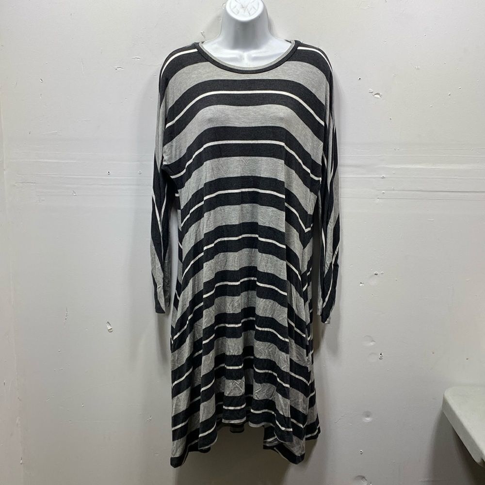 Amour Vert Striped Long Sleeve Shirt Dress Medium